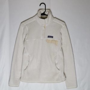 Patagonia Fuzzy Polartec Jacket Women's S White Fleece Pullover Sweater